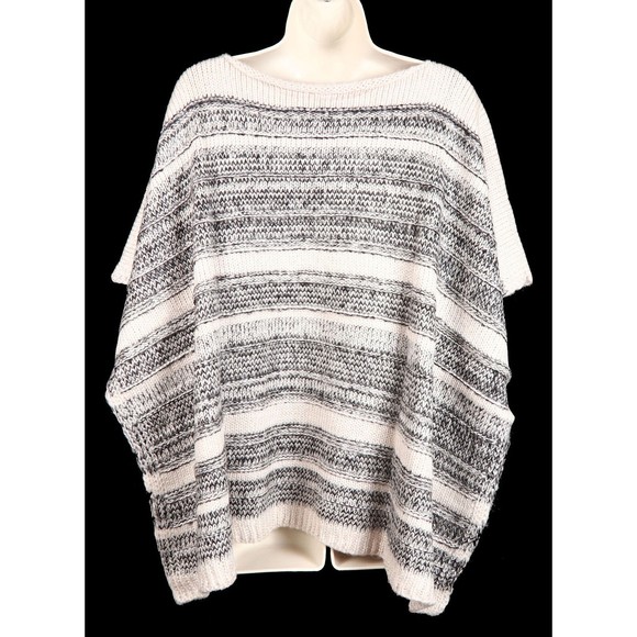 Lane Bryant Womens Short Knit Poncho Sweater OS One Size Palomino Tan Black  New - Picture 11 of 11